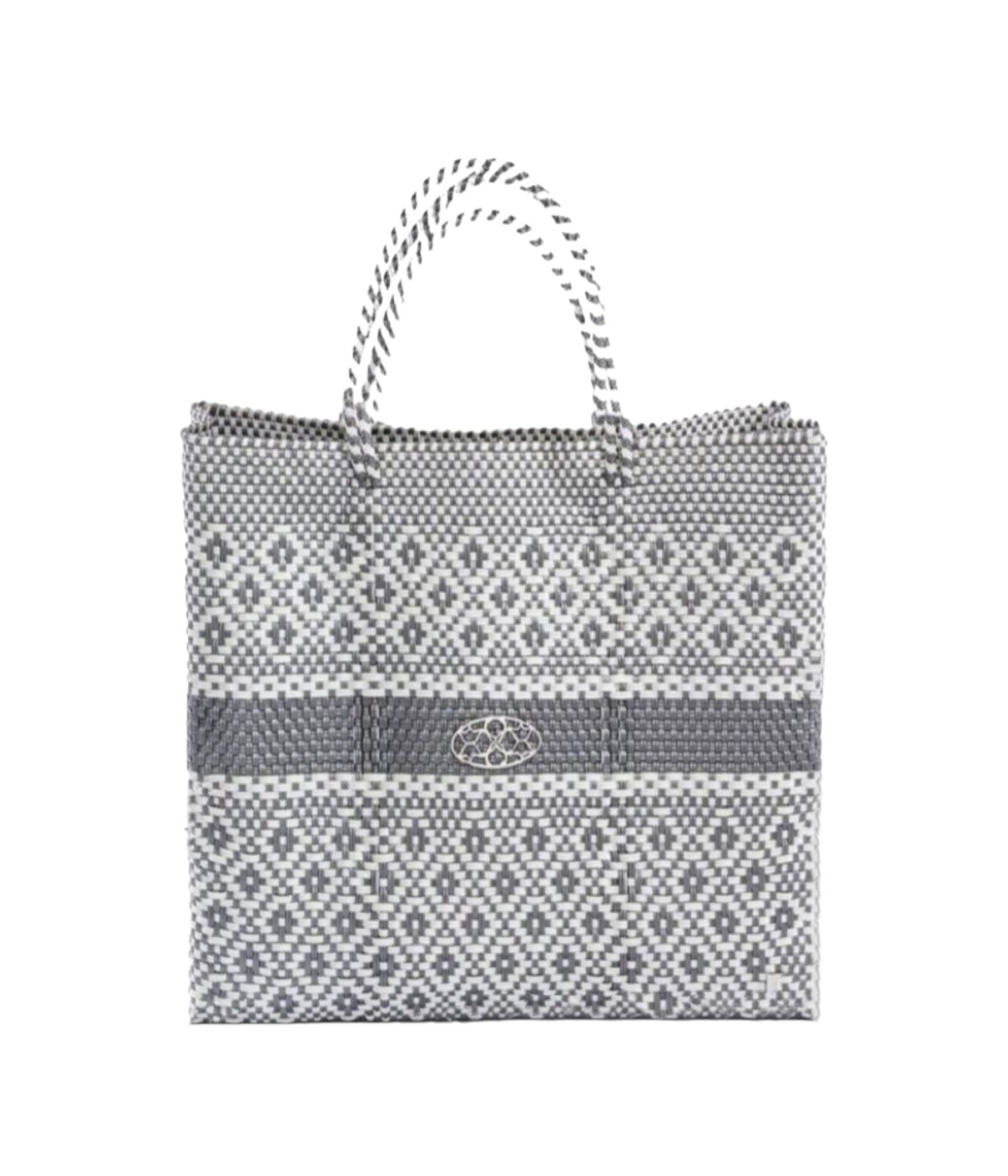  Lola's Bag Medium Silver Stripe Tote Bag - Silver - Bonton