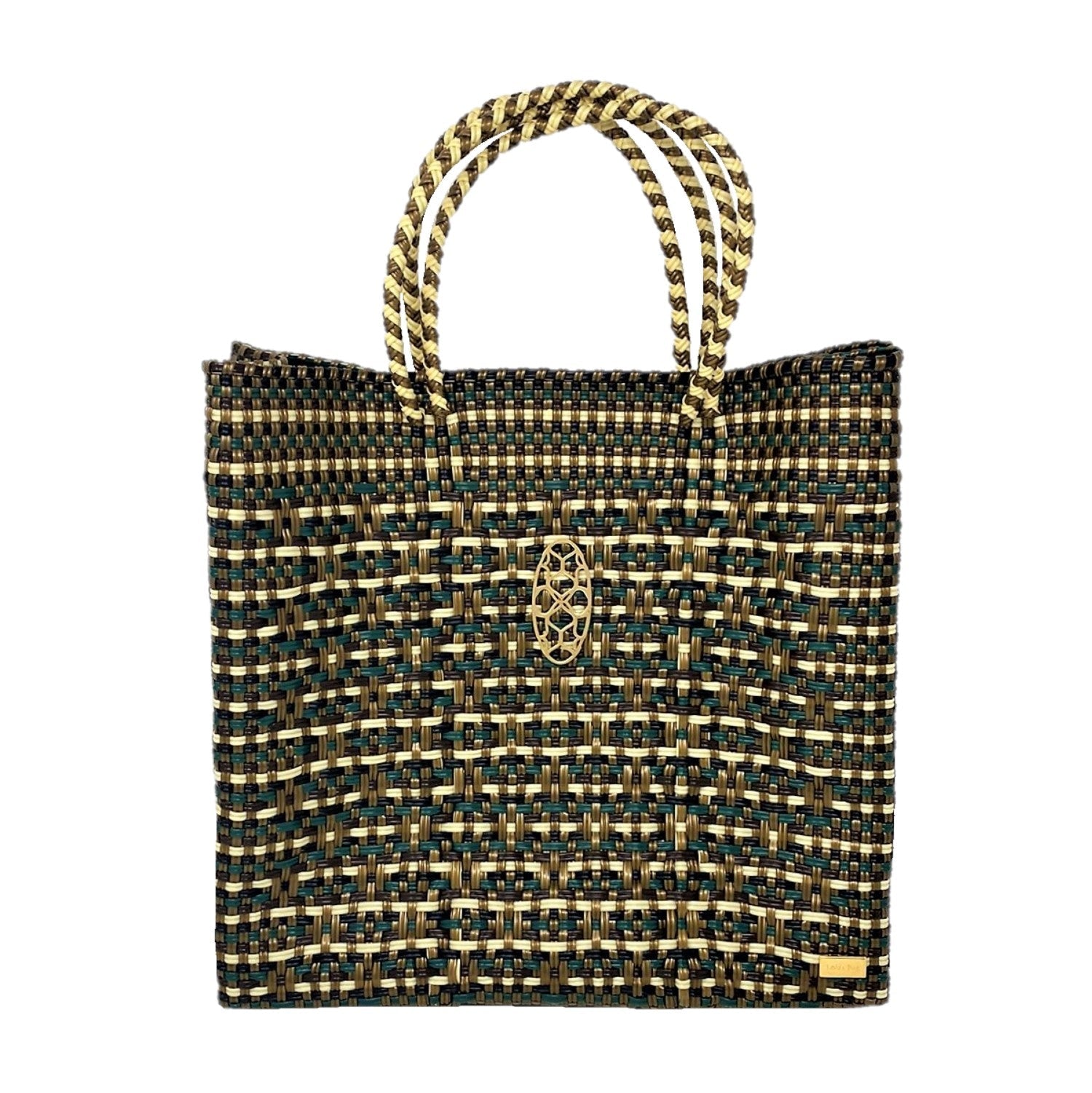  Lola's Bag Medium Green Gold Tote Bag - Green - Bonton