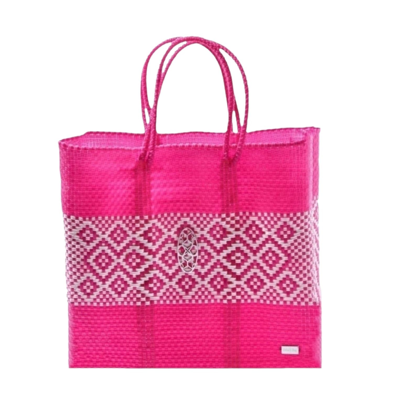  Lola's Bag Medium Pink Aztec Band Tote Bag - Pink - Bonton