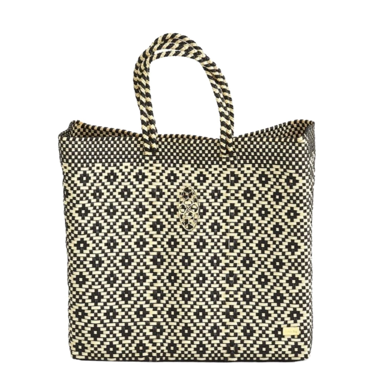  Lola's Bag Medium Black Beige Aztec Tote Bag - Black - Bonton