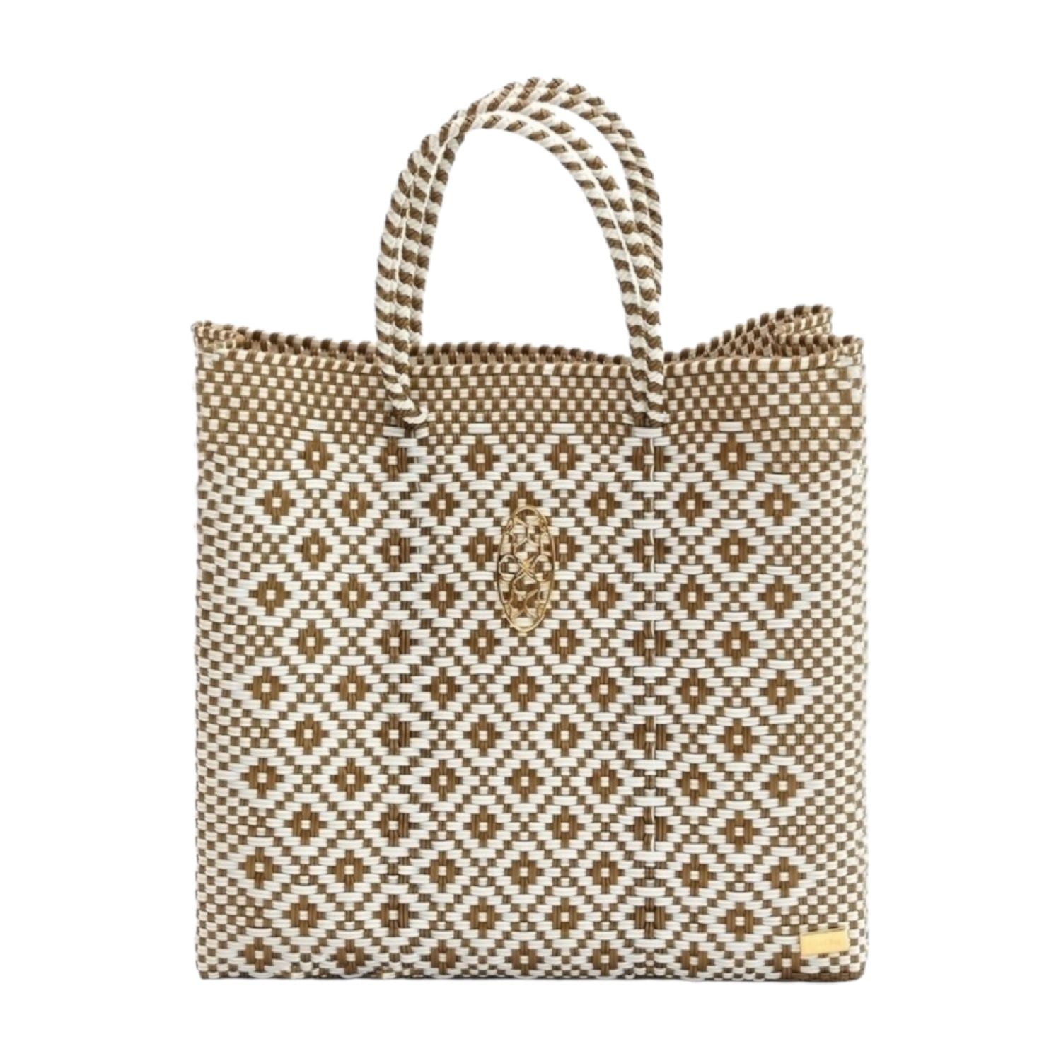  Lola's Bag Medium Gold Aztec Tote Bag - Gold - Bonton