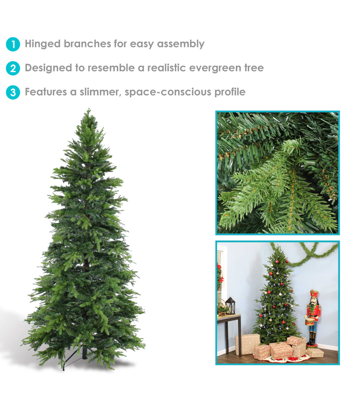  Sunnydaze Decor Slim Indoor Artificial Unlit Christmas Tree with Metal Stand - Green - Bonton