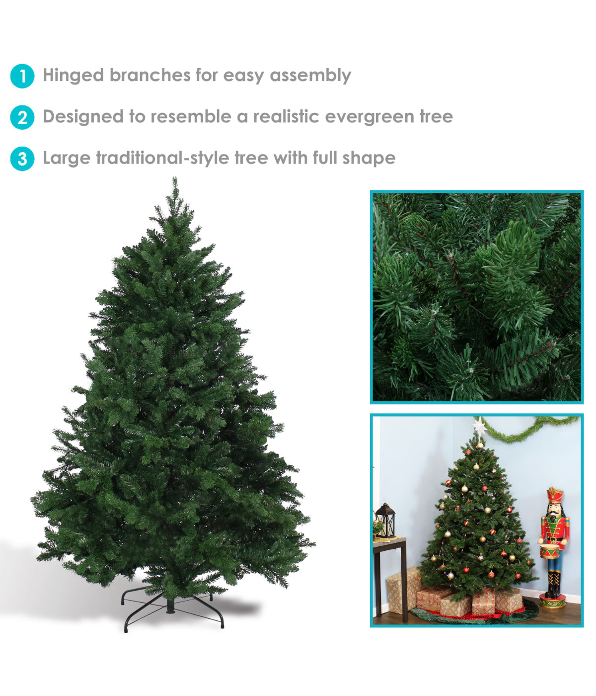  Sunnydaze Decor Majestic Pine Full Indoor Artificial Unlit Christmas Tree with Metal Stand - Green - Bonton