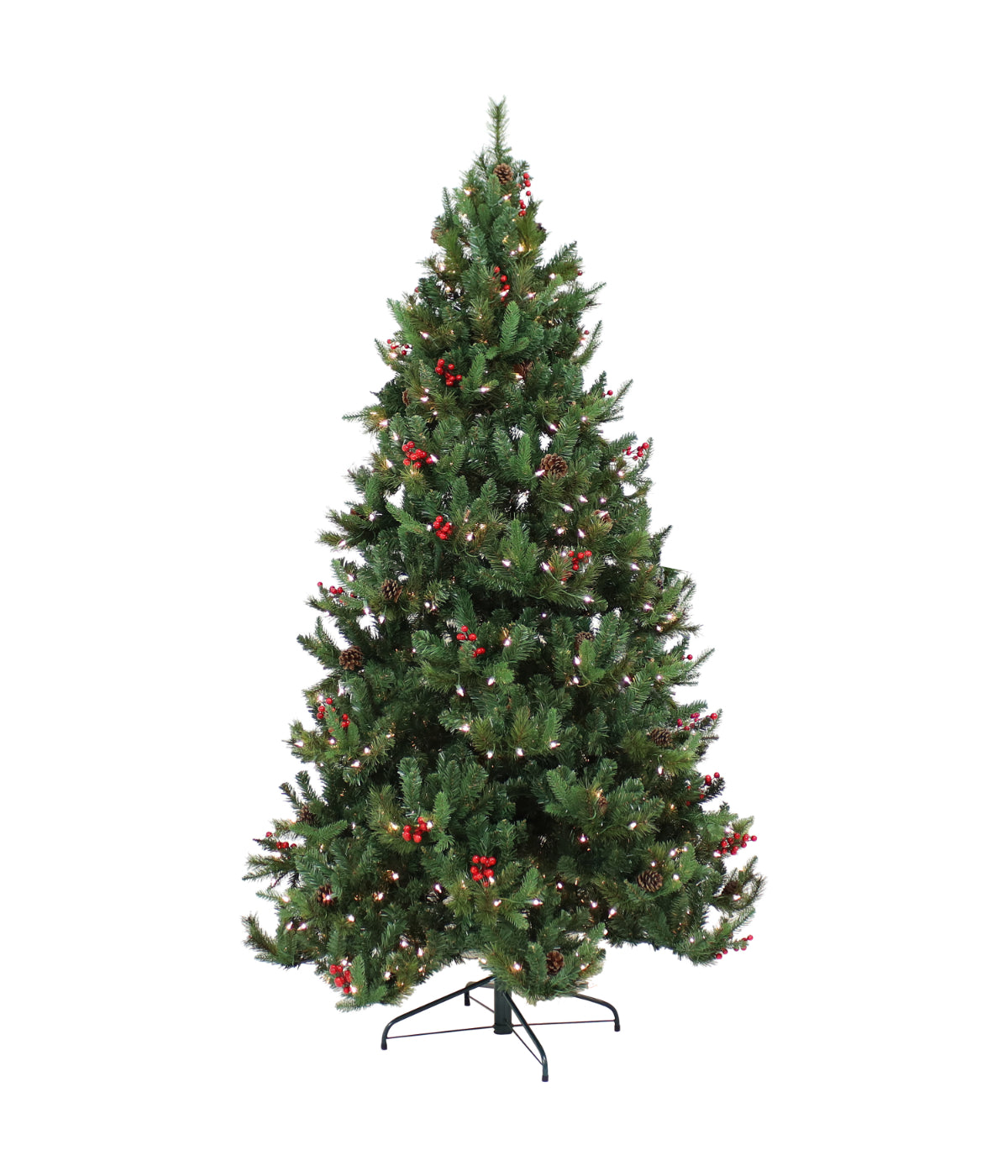  Sunnydaze Decor Merry Berries Pre-Lit Artificial Christmas Tree - Green - Bonton