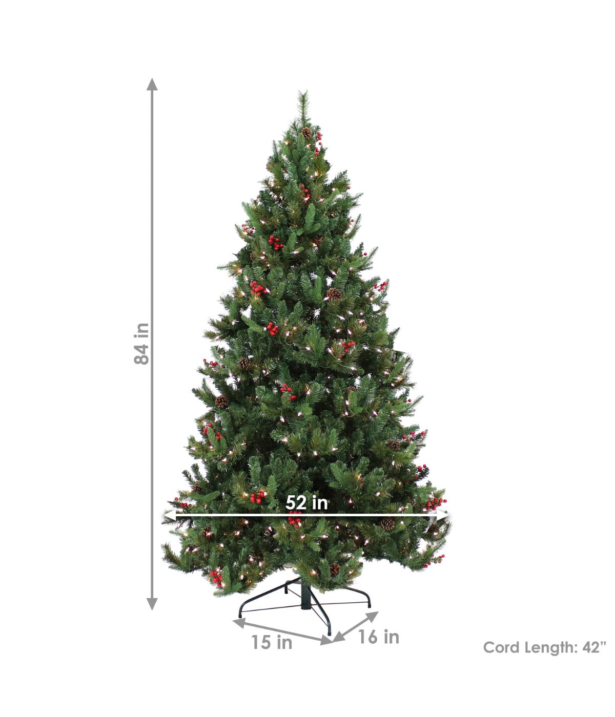  Sunnydaze Decor Merry Berries Pre-Lit Artificial Christmas Tree - Green - Bonton