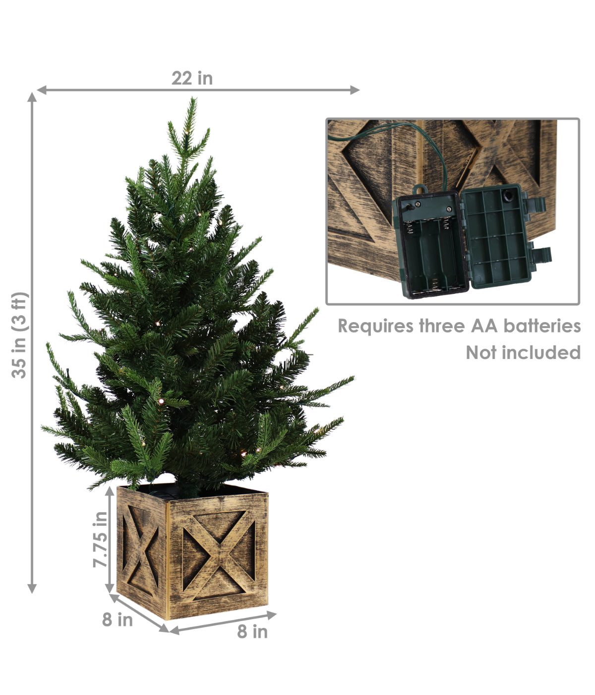  Sunnydaze Decor Farmhouse Pre-Lit Artificial Fir Christmas Tree & Base with LED Lights - Green - Bonton