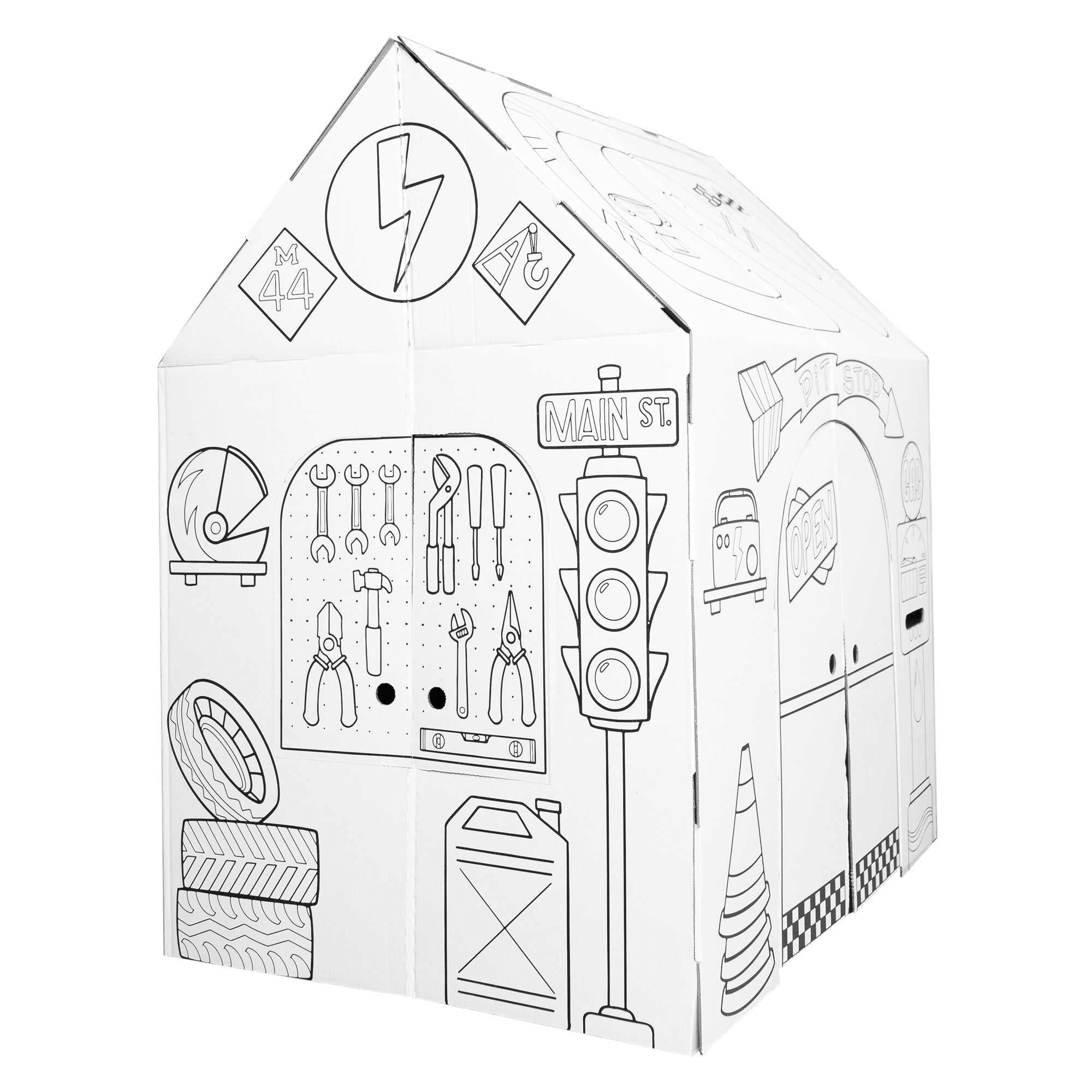  Easy Playhouse Easy Playhouse Cardboard Garage- Decorate & Personalize - White - Bonton