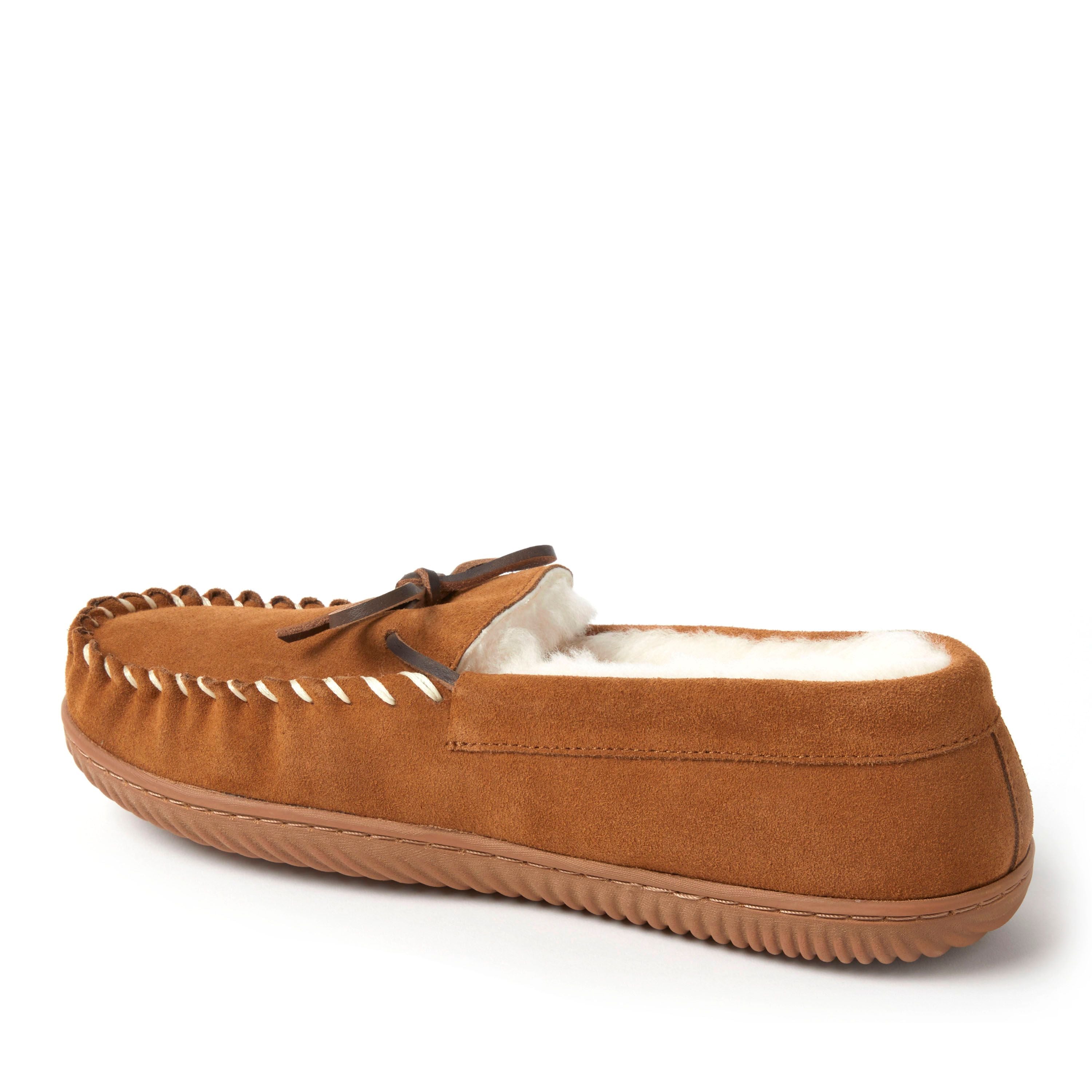  Dearfoams Fireside by Men's Nelson Bay Shearling Indoor/Outdoor Moccasin Slipper - Coffee - Bonton