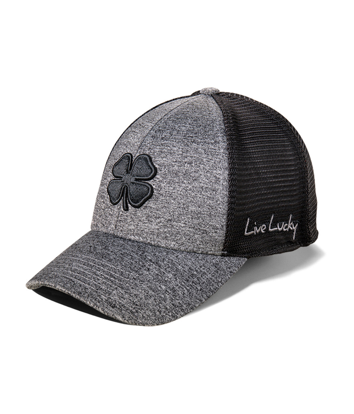  Black Clover Enterprises LLC Lucky Heather Mesh Grey Fitted Hat - Heather Grey / Black Clover - Bonton