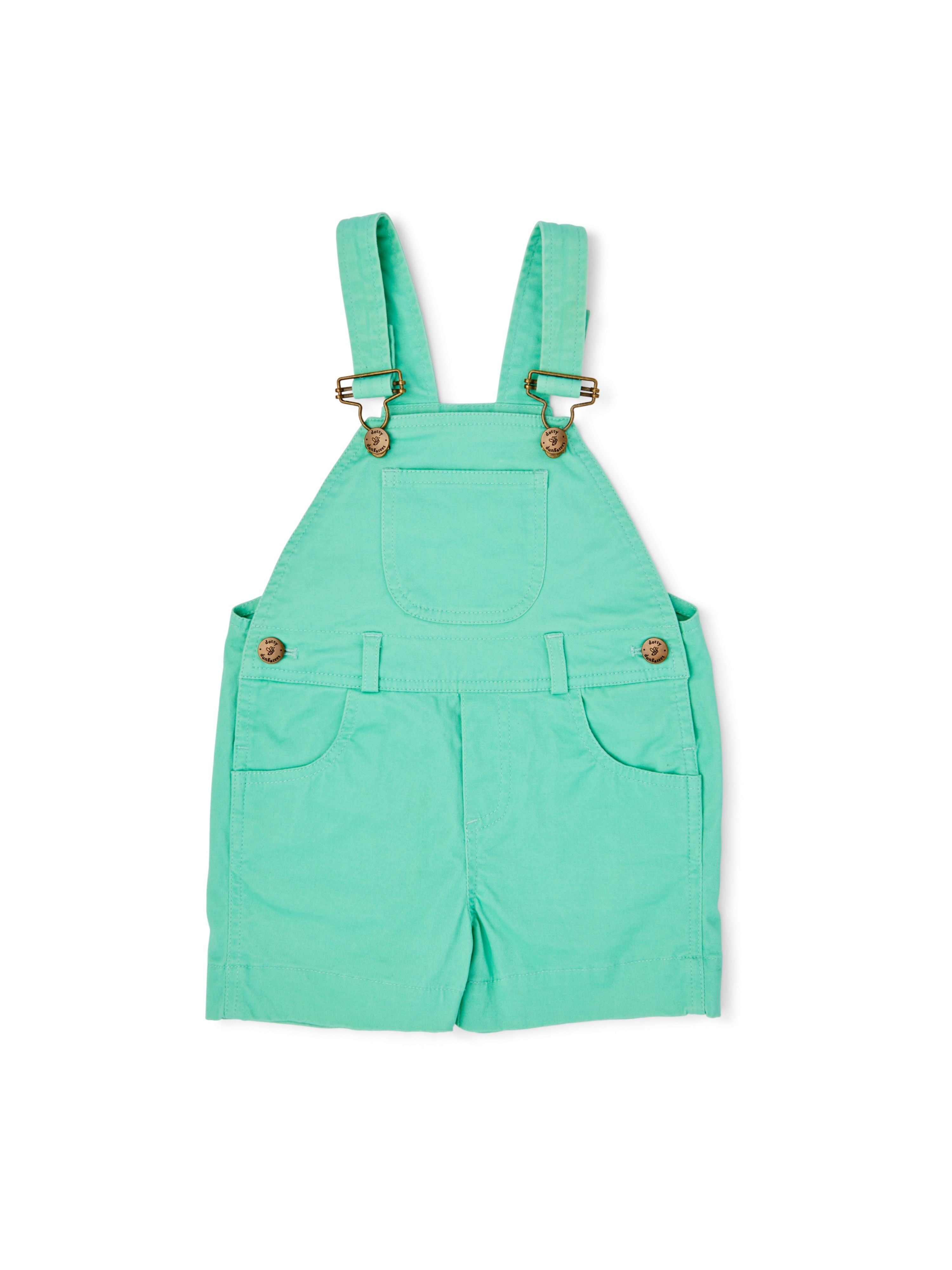  Dotty Dungarees Classic Summer Denim Overall Shorts - Yellow - Bonton