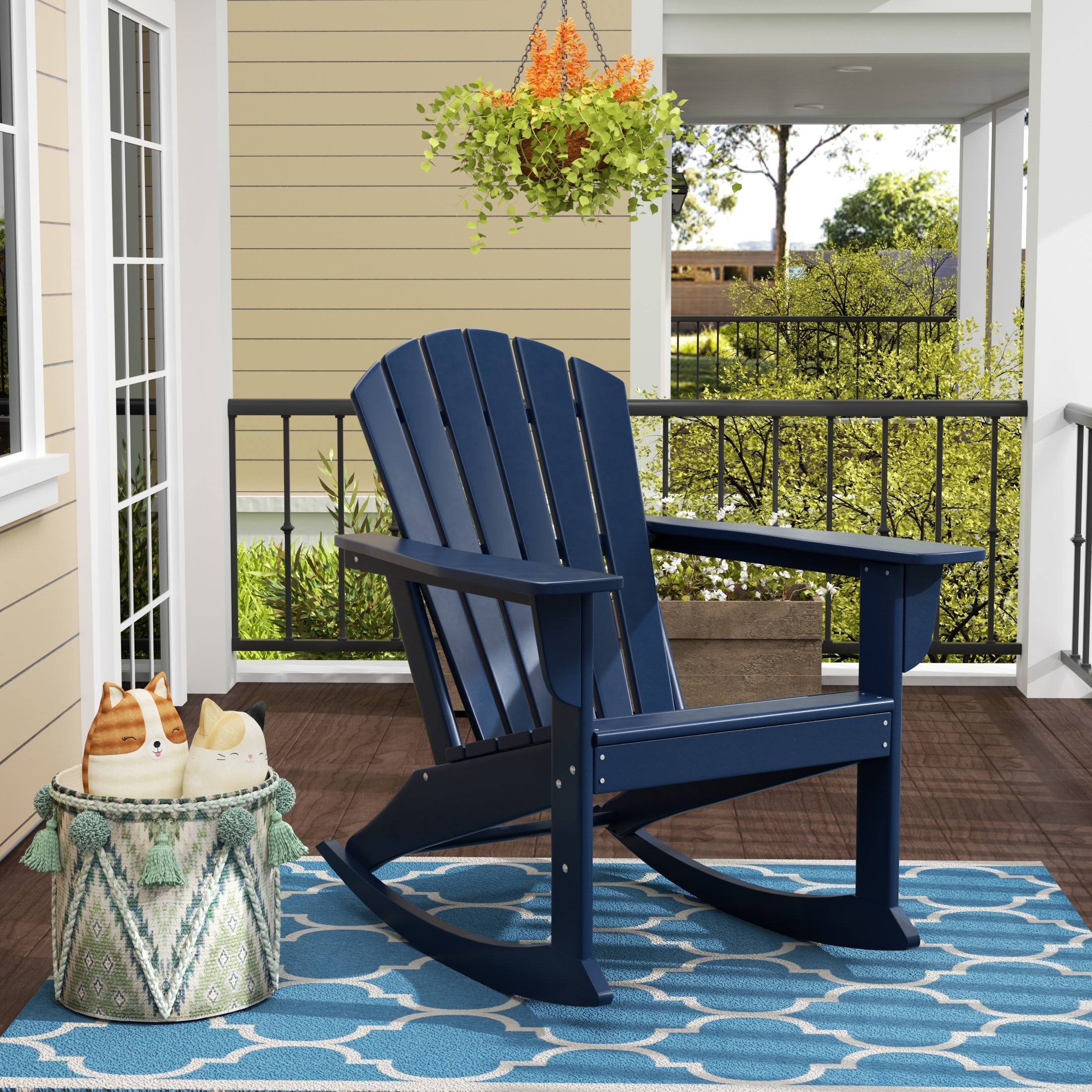  Westin Furniture Altura Outdoor Rocking Adirondack Chair - Pacific Blue - Bonton