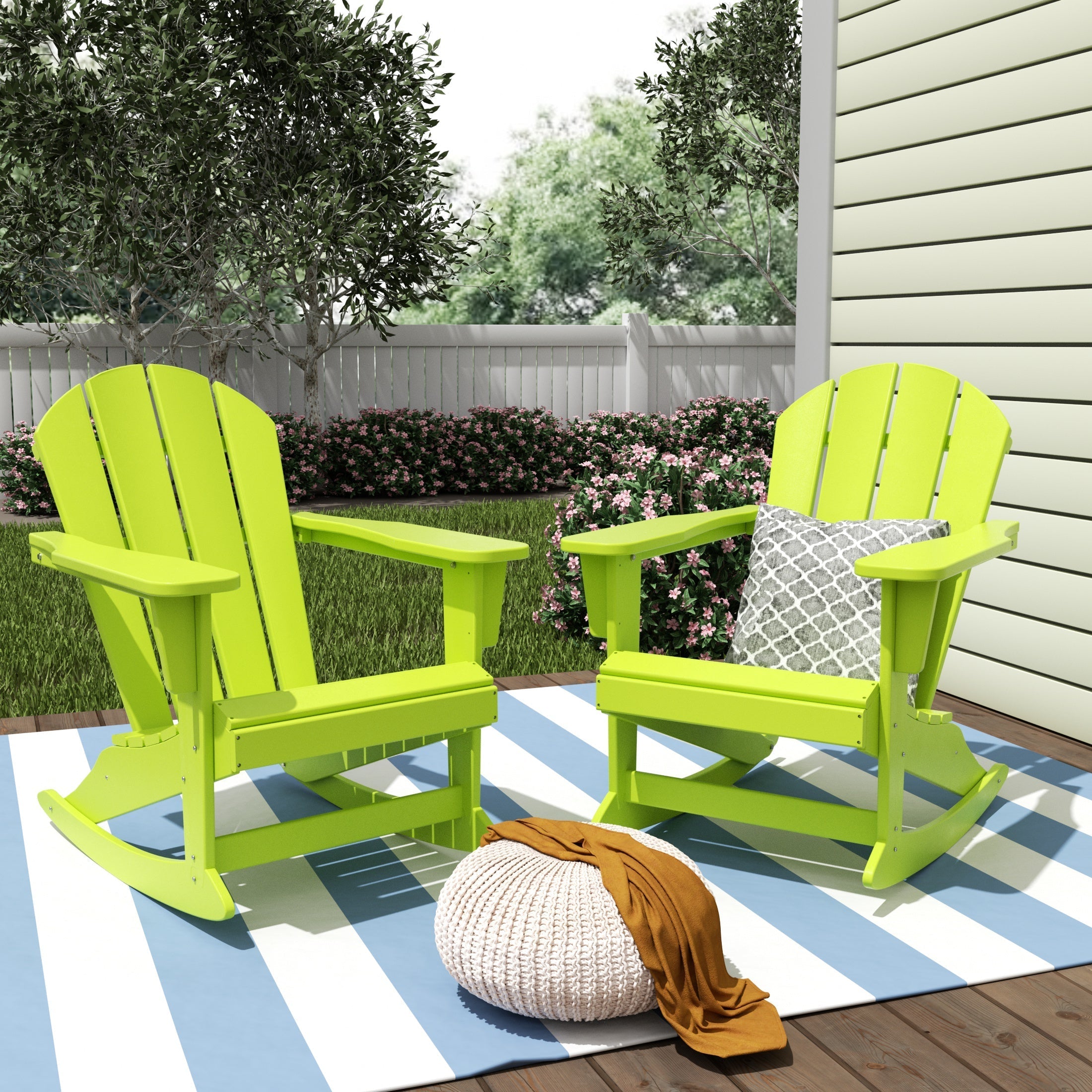  Westin Furniture Outdoor Patio Porch Rocking Adirondack Chair, Set of 2 - Weathered Wood - Bonton