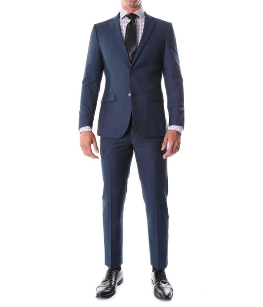 Men's Modern Fit Suits Two Piece Two Button Notch Lapel Suit Navy