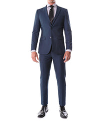 Men's Modern Fit Suits Two Piece Two Button Notch Lapel Suit Navy