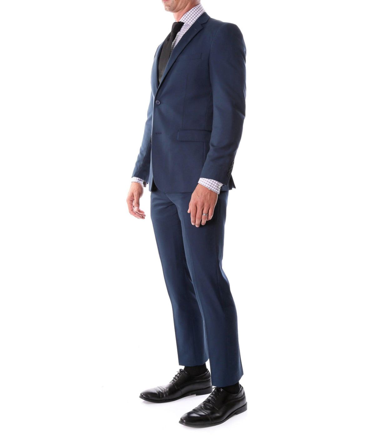  Men's Modern Fit Suits Two Piece Two Button Notch Lapel Suit Navy - Navy - Bonton