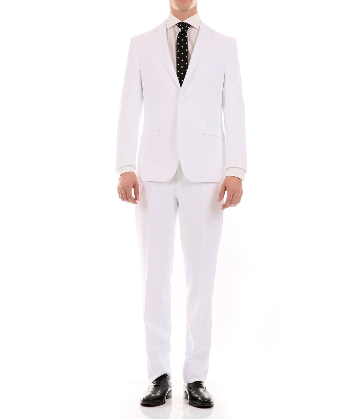  Men's Modern Fit Suits Two Piece Two Button Notch Lapel Suit White - White - Bonton