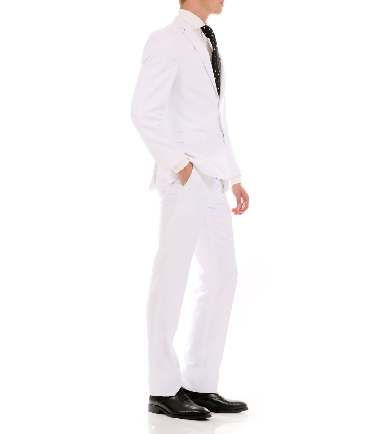  Men's Modern Fit Suits Two Piece Two Button Notch Lapel Suit White - White - Bonton