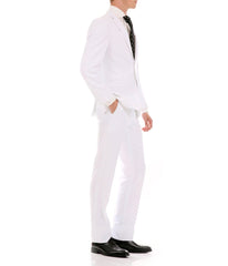 Men's Modern Fit Suits Two Piece Two Button Notch Lapel Suit White