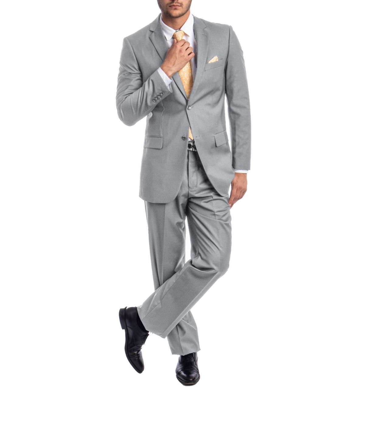  Men's Modern Fit Suits Two Piece Two Button Notch Lapel Suit Lt Grey - Lt Grey - Bonton