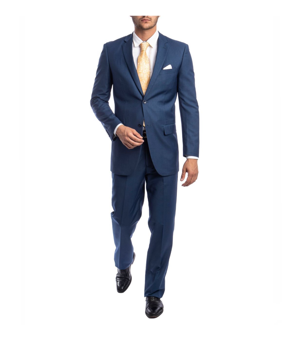  Men's Modern Fit Suits Two Piece Two Button Notch Lapel Suit Indigo Blue - Indigo Blue - Bonton