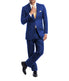  Men's Modern Fit Suits Two Piece Two Button Notch Lapel Suit Royal Blue - Royal Blue - Bonton