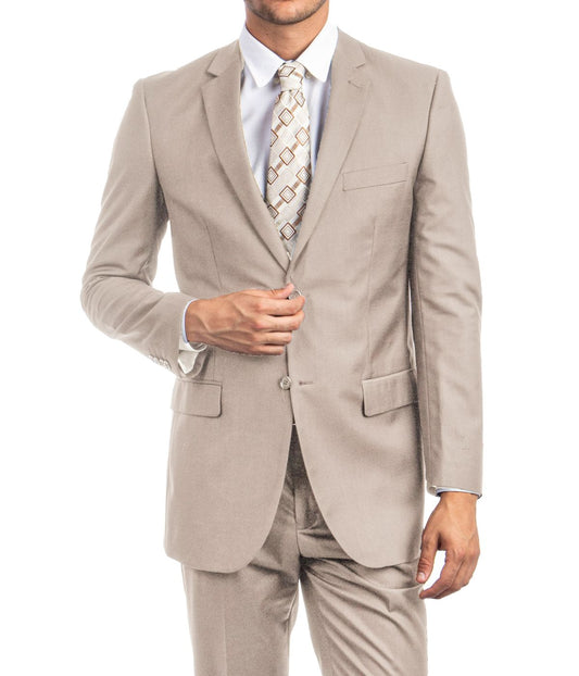 Men's Modern Fit Suits Two Piece Two Button Notch Lapel Suit Tan