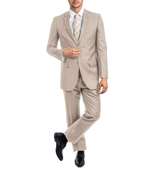 Men's Modern Fit Suits Two Piece Two Button Notch Lapel Suit Tan