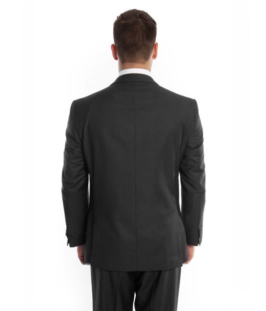 Men's Modern Fit Suits Three Piece Two Button Notch Lapel Suit Black