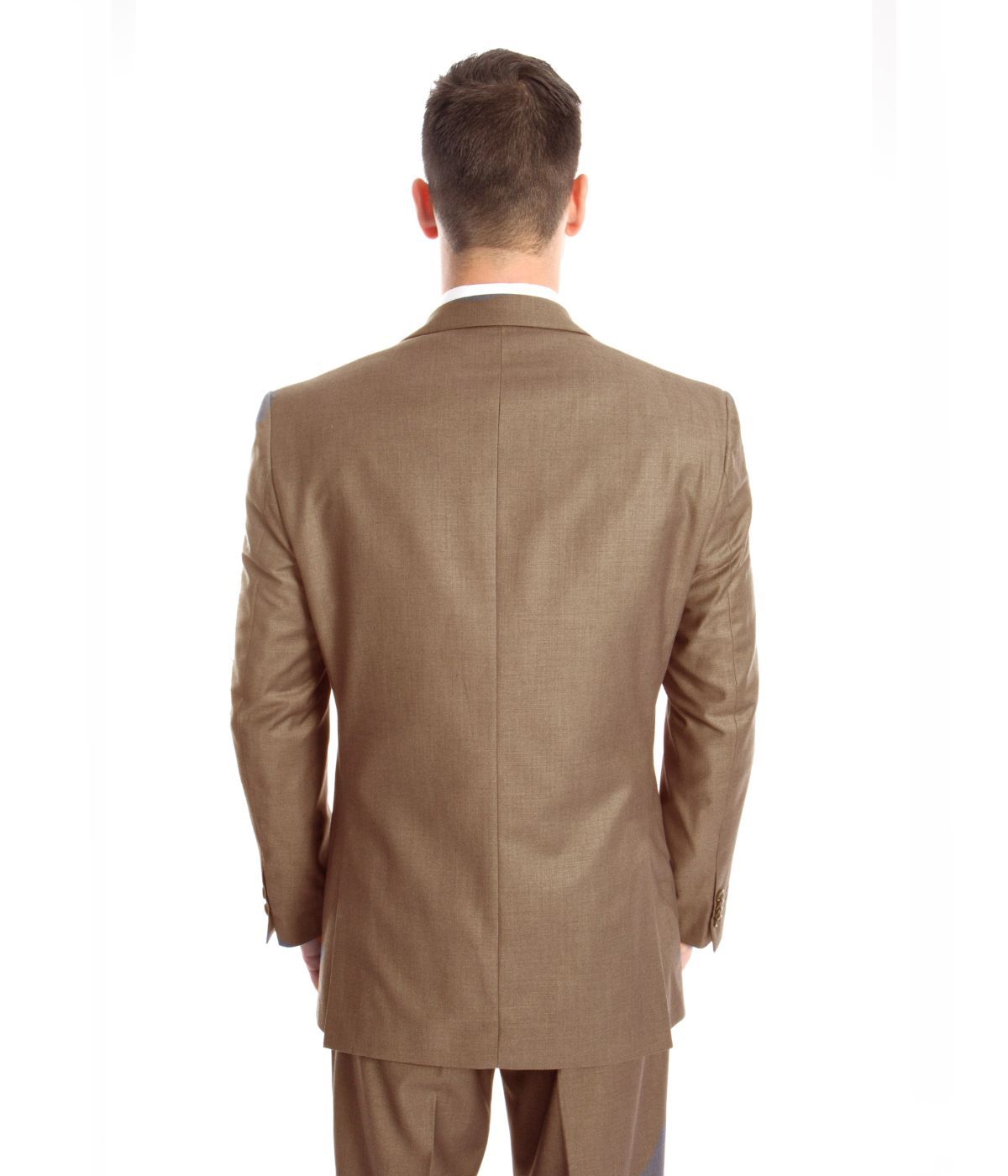  Men's Modern Fit Suits Three Piece Two Button Notch Lapel Suit Dk Taupe - Dk Taupe - Bonton