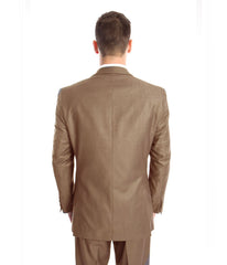 Men's Modern Fit Suits Three Piece Two Button Notch Lapel Suit Dk Taupe