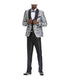  Men's Three Piece Satin Shawl Collar Suit With Double Breasted Vest Silver / Black - Silver / Black - Bonton