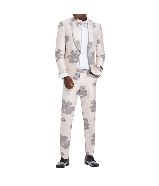 Men's Floral Suit With Matching Pants 2 PC Suits Blush