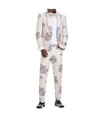 Men's Floral Suit With Matching Pants 2 PC Suits Blush