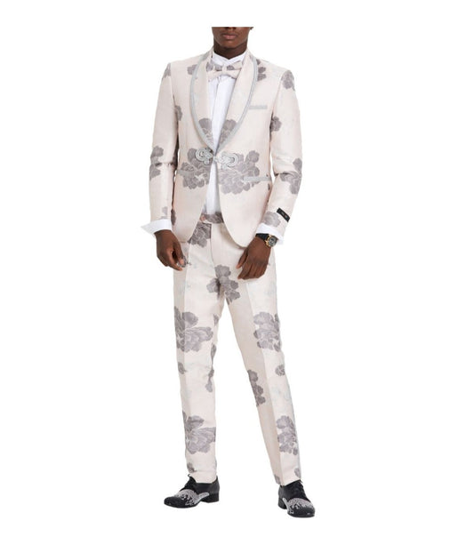 Men's Floral Suit With Matching Pants 2 PC Suits Blush