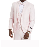 Men's One Button Polka Dot Suit With Matching Vest, Pants, & Bowtie Pink