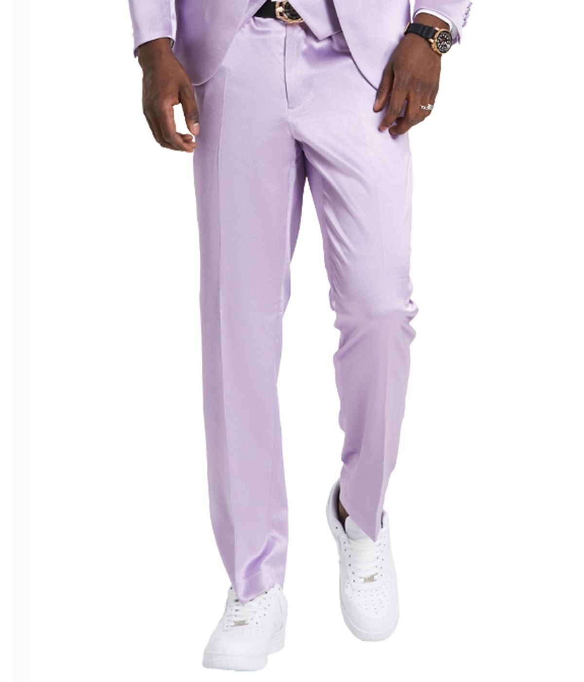  Men's Sharkskin Suit With Double Breast Vest Lavender - Lavender - Bonton