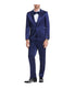  Men's Sharkskin Suit With Double Breast Vest Blue - Blue - Bonton