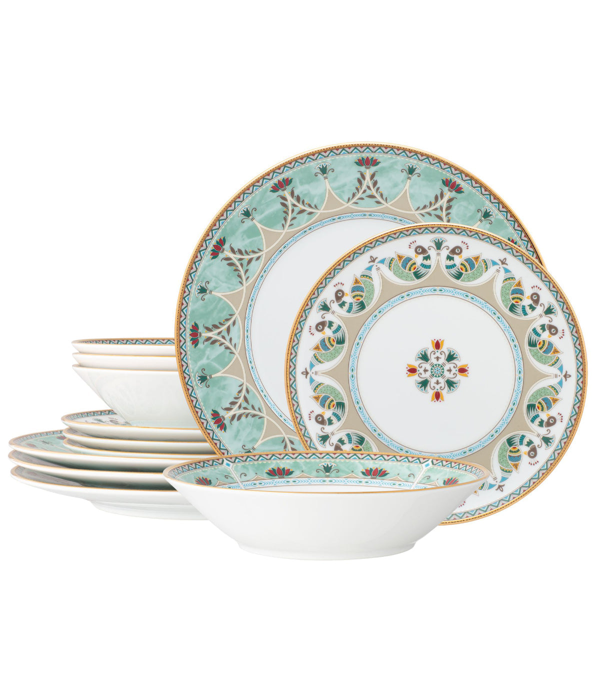  Noritake Serene Garden 12 Pc Set, Service For 4 - Green - Bonton