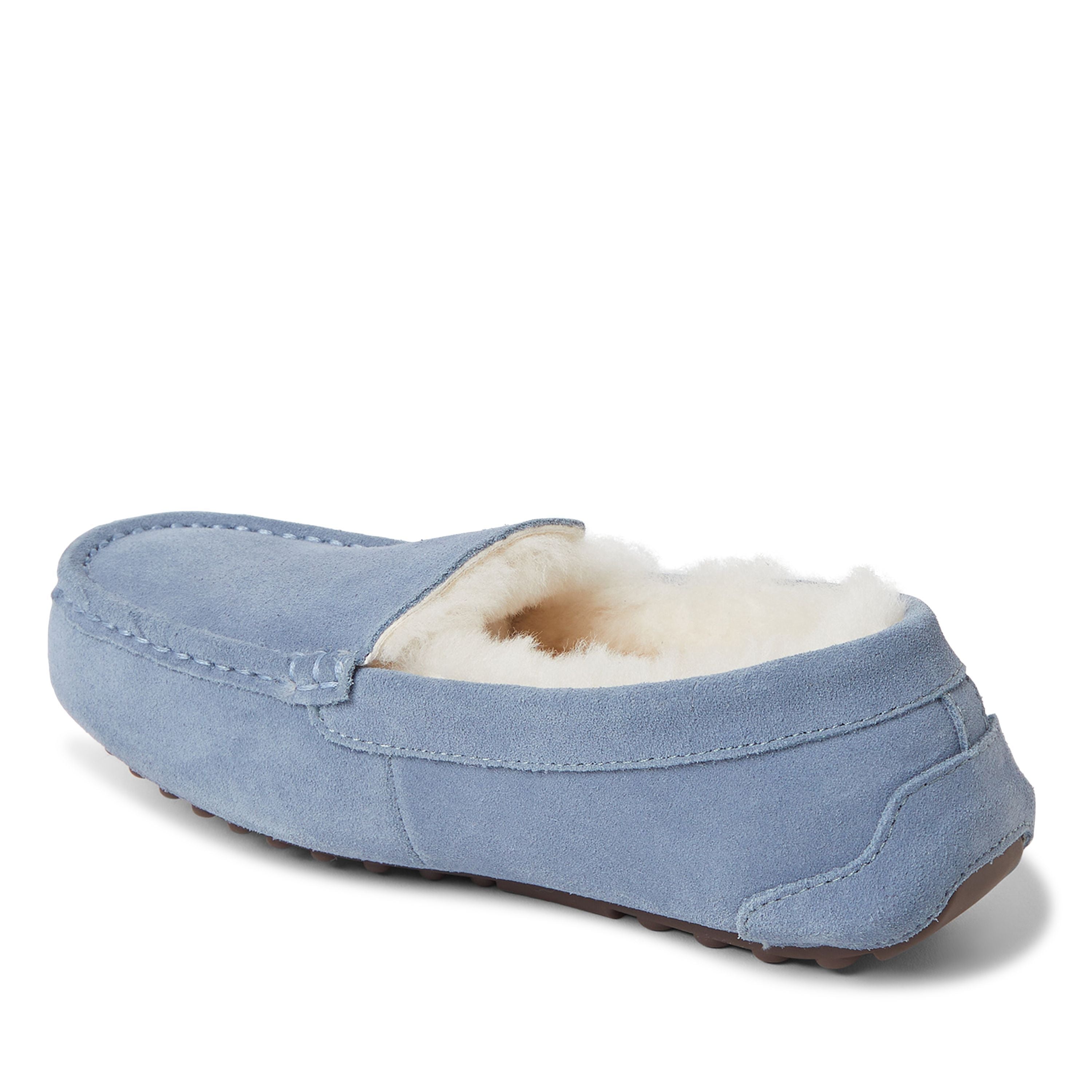  Dearfoams Fireside by Women's Mel Water Resistant Indoor/Outdoor Shearling Moccasin Slipper - Beige - Bonton