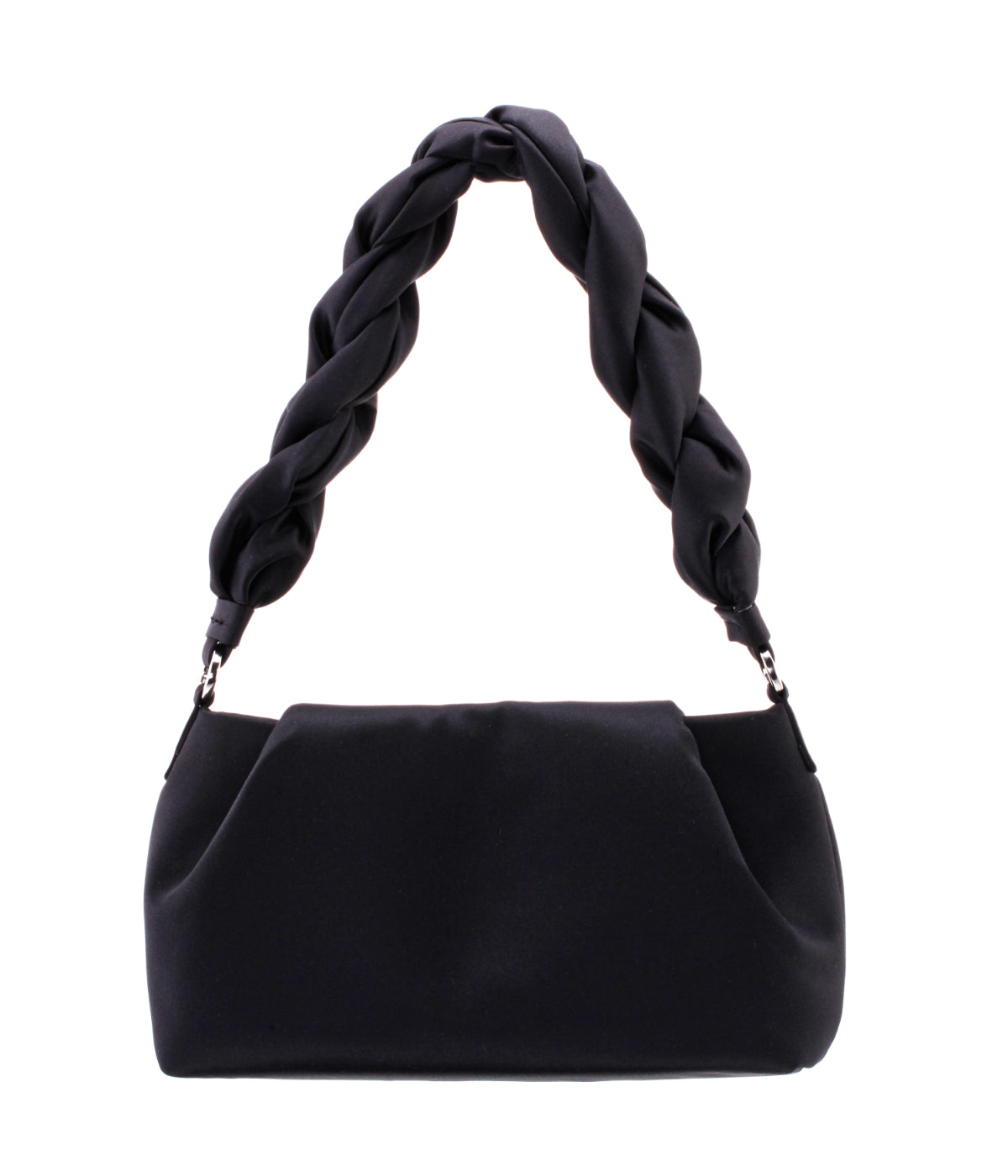 Criss Puffed Braided Strap Shoulder Bag Black