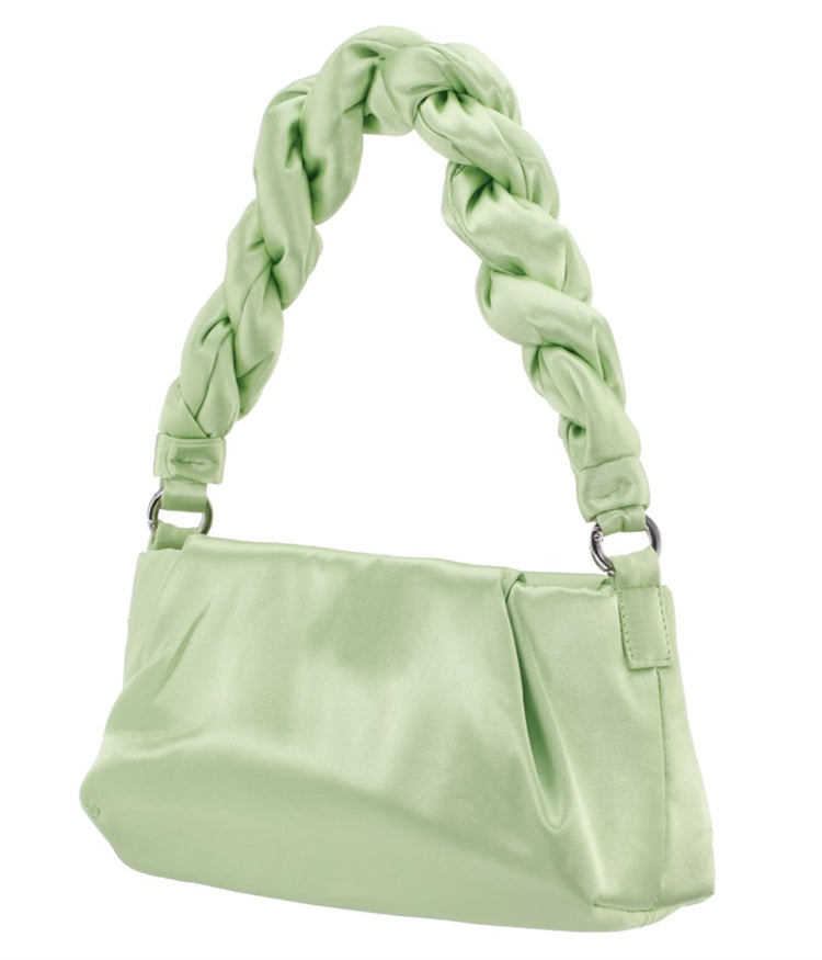 Criss Puffed Braided Strap Shoulder Bag Lime
