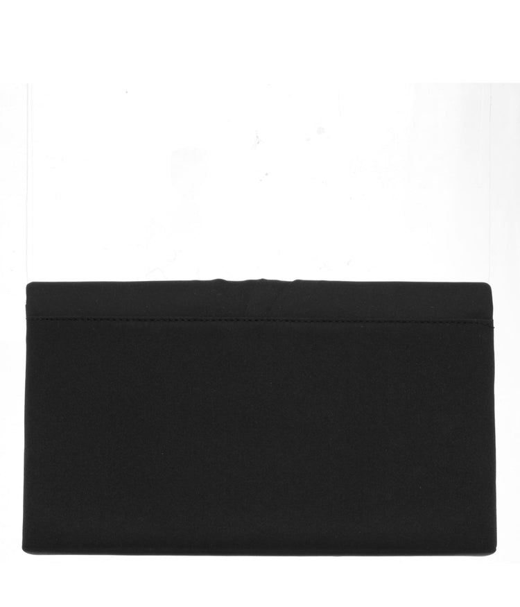 Elleme Pleated Flap Clutch With Crystal Inset Black