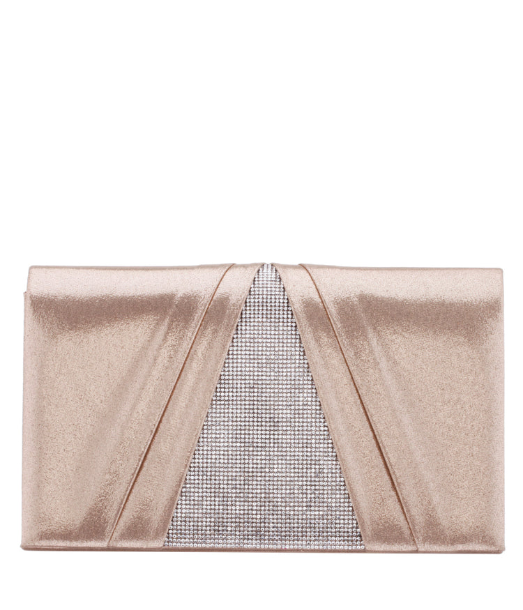 Elleme Pleated Flap Clutch With Crystal Inset Taupe
