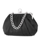 Gillis Pleated Frame Satchel With Crystal Clasp Black