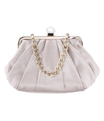 Gillis Pleated Frame Satchel With Crystal Clasp Champagne