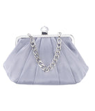 Gillis Pleated Frame Satchel With Crystal Clasp Silver
