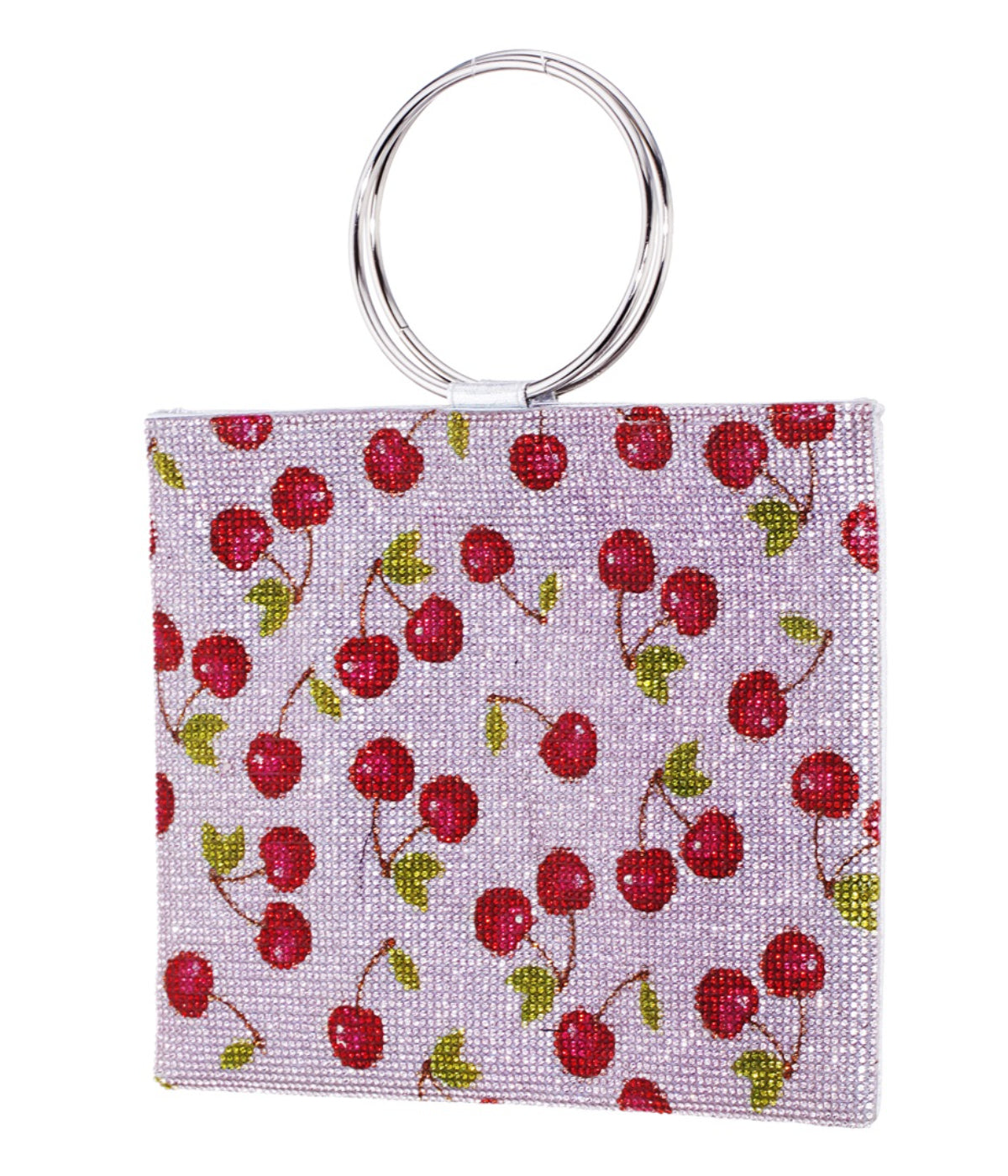 Prance Fruit Print Crystal Tote With Metal Handle Cherry Pink Multi