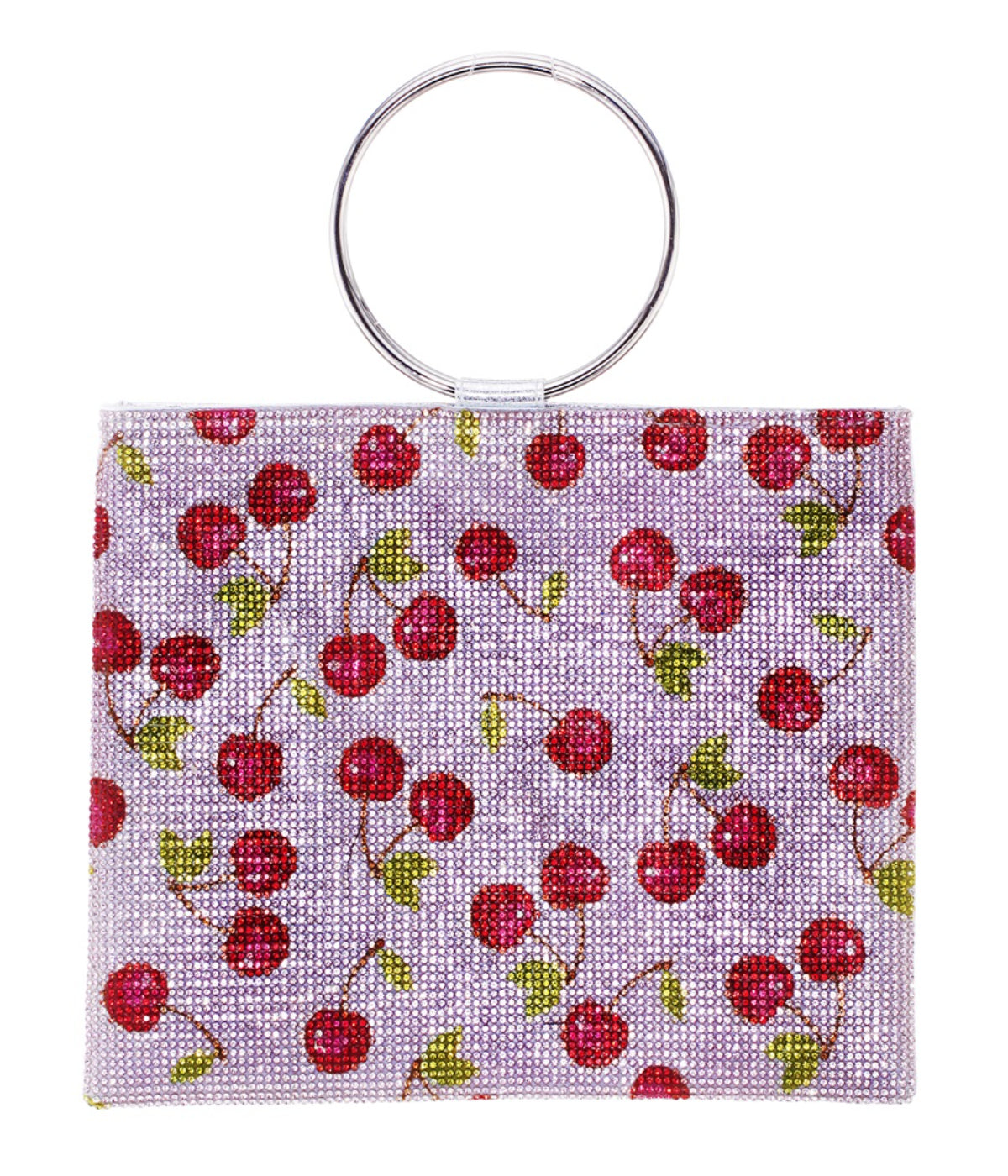 Prance Fruit Print Crystal Tote With Metal Handle Cherry Pink Multi