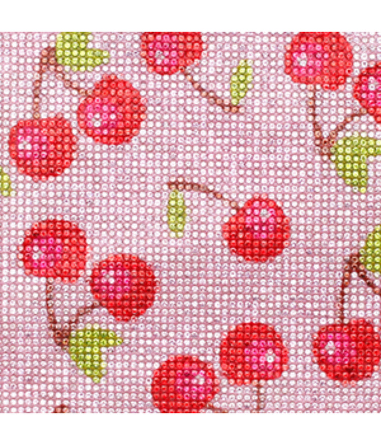 Prance Fruit Print Crystal Tote With Metal Handle Cherry Pink Multi
