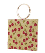 Prance Fruit Print Crystal Tote With Metal Handle Cherry Yellow Multi